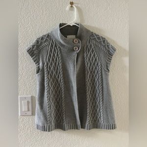 Women’s Cardigan, Petite Sophisticate, Grey, Cable Knit Design, Size XS